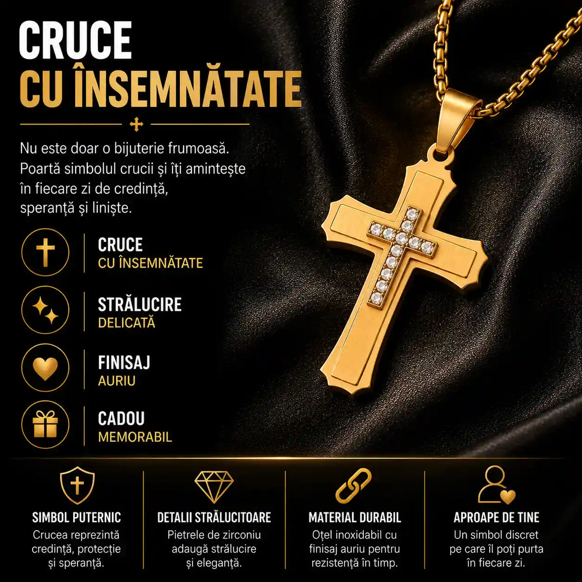 Colier Auriu Cu Cruce DivineLight™