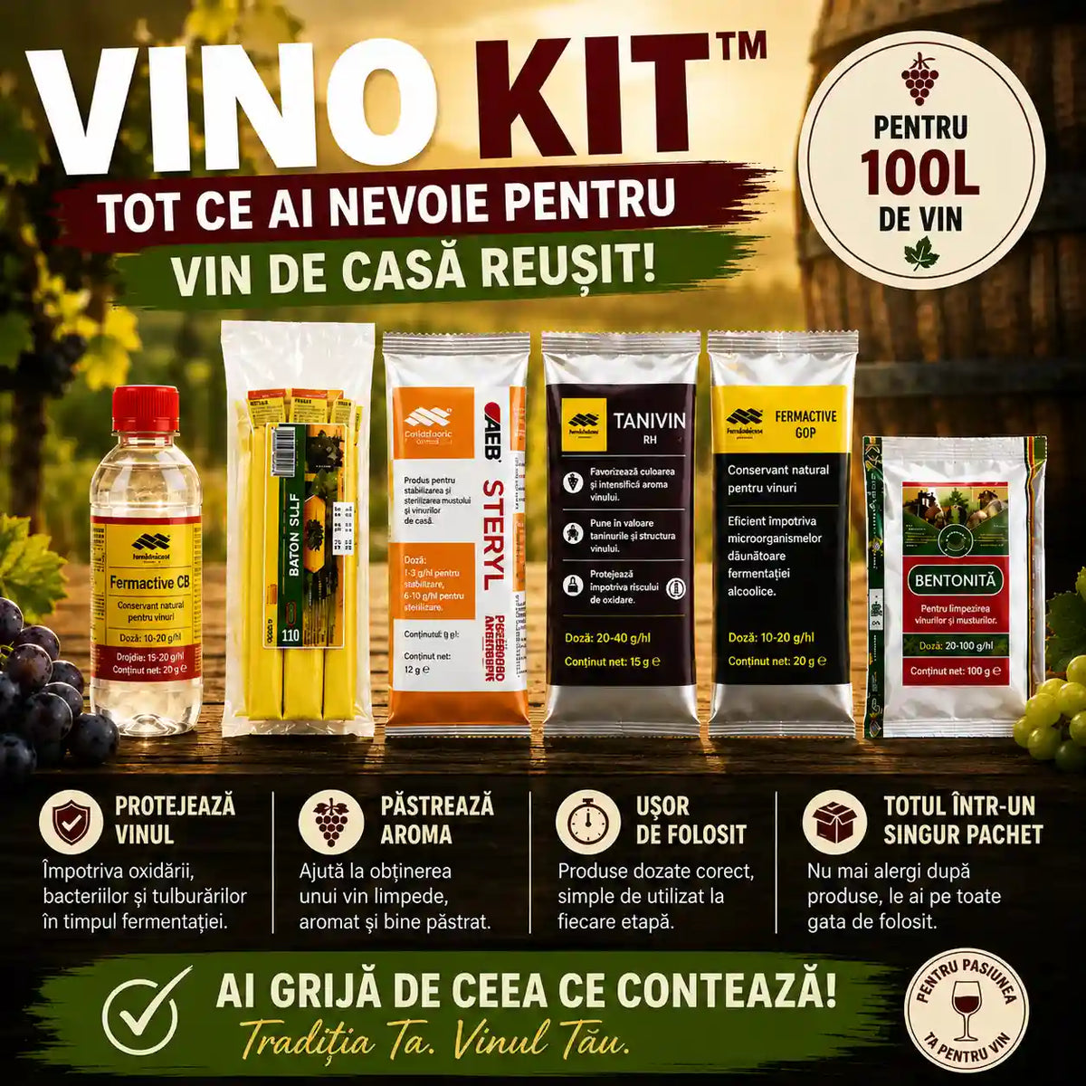 Kit Complet Pentru 100L Vin De Casă VinoKit™